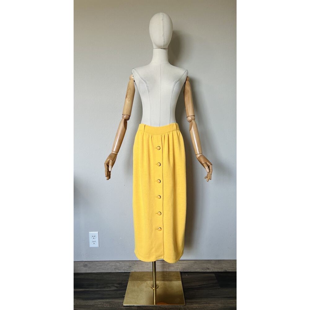 St. John Separates Midi Pencil Skirt Sz 10 Yellow Santana Knit Quiet Luxury